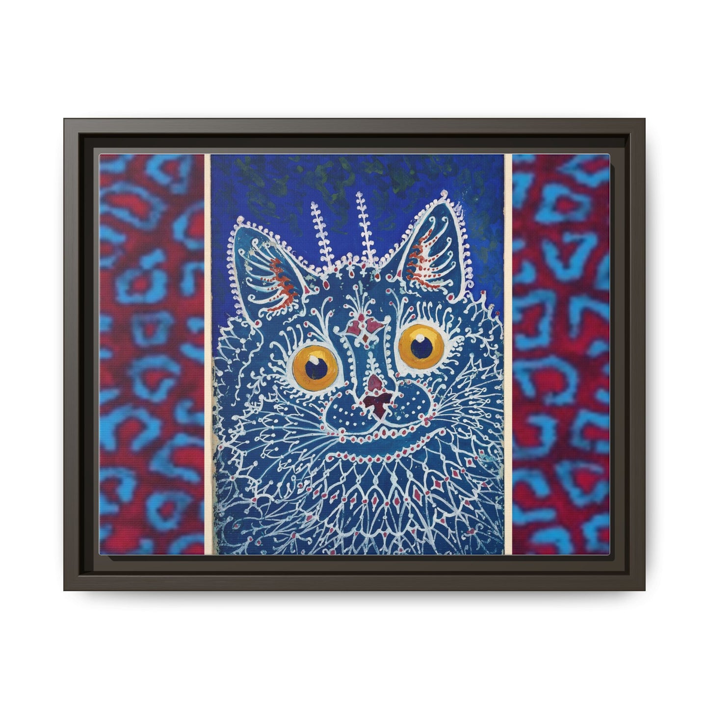 Colorful Cat Framed Matte Canvas Art - Whimsical Home Decor