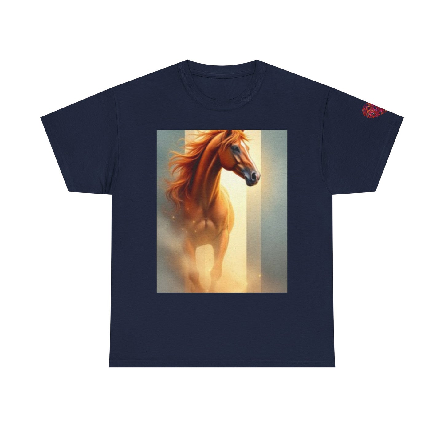 T-shirt unisexe en coton épais Majestic Horse – Parfait pour les amoureux des animaux 