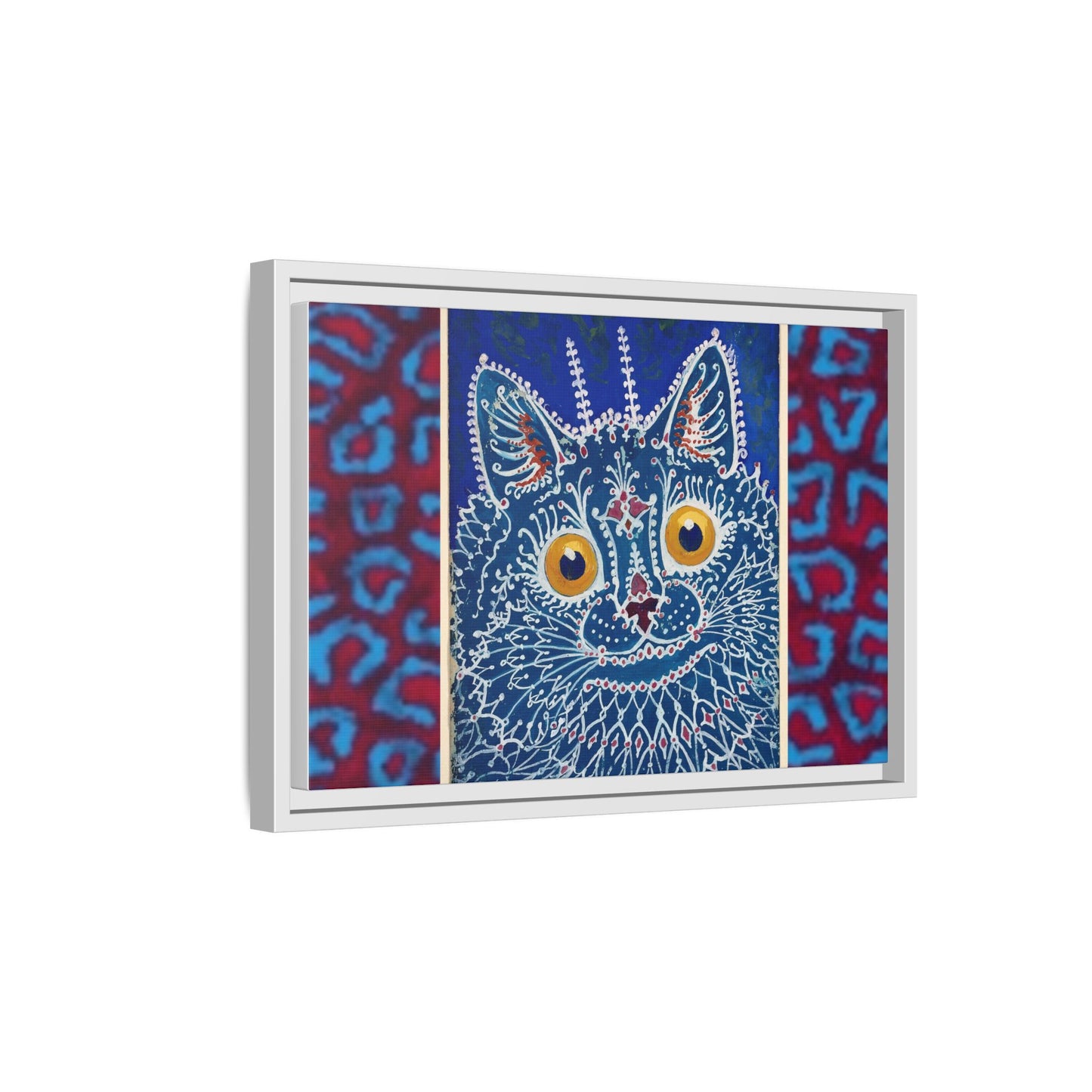 Colorful Cat Framed Matte Canvas Art - Whimsical Home Decor