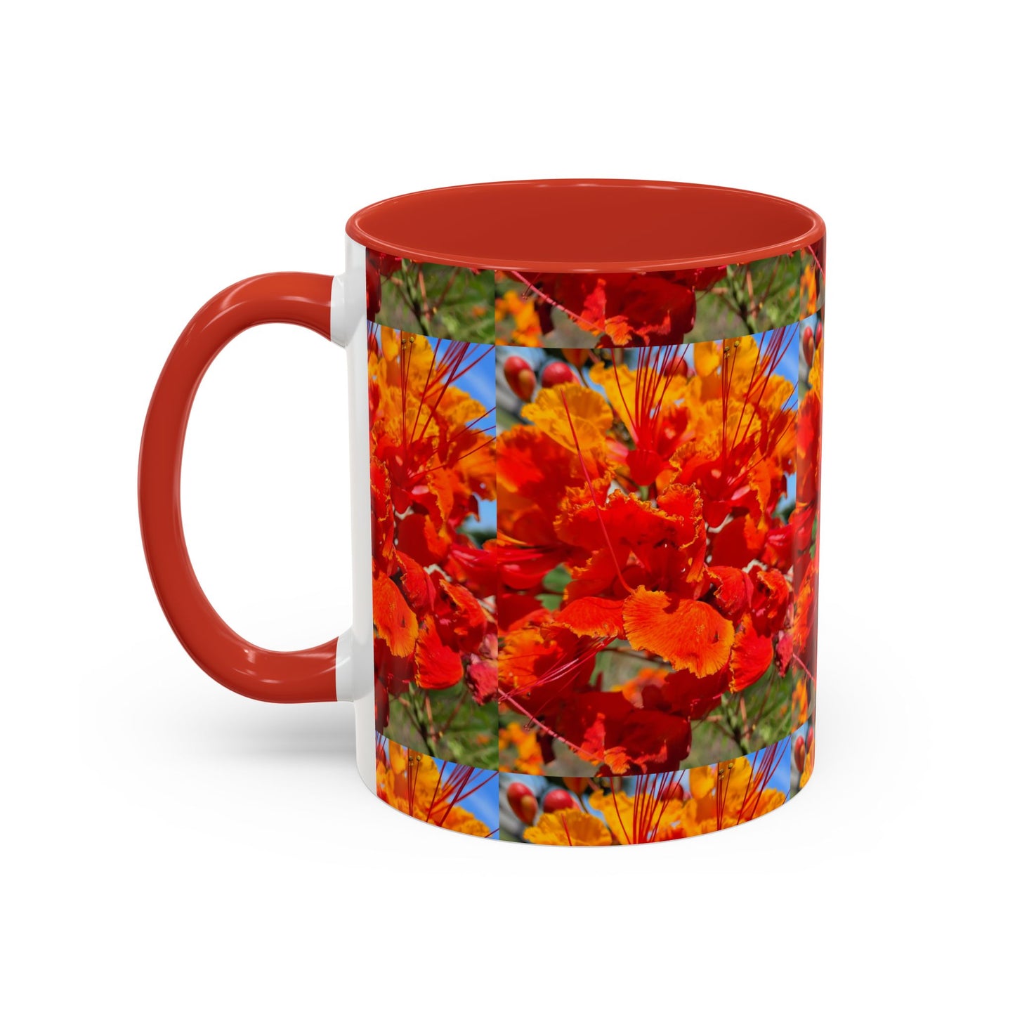 Orange Flowers Accent Coffee Mug 11 oz Great for Coffee Tea Milk Water Juice Ice Cream Soup