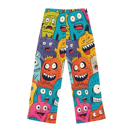 Women's Pajama Pants Blue Pink Orange Yellow Purple Monsters