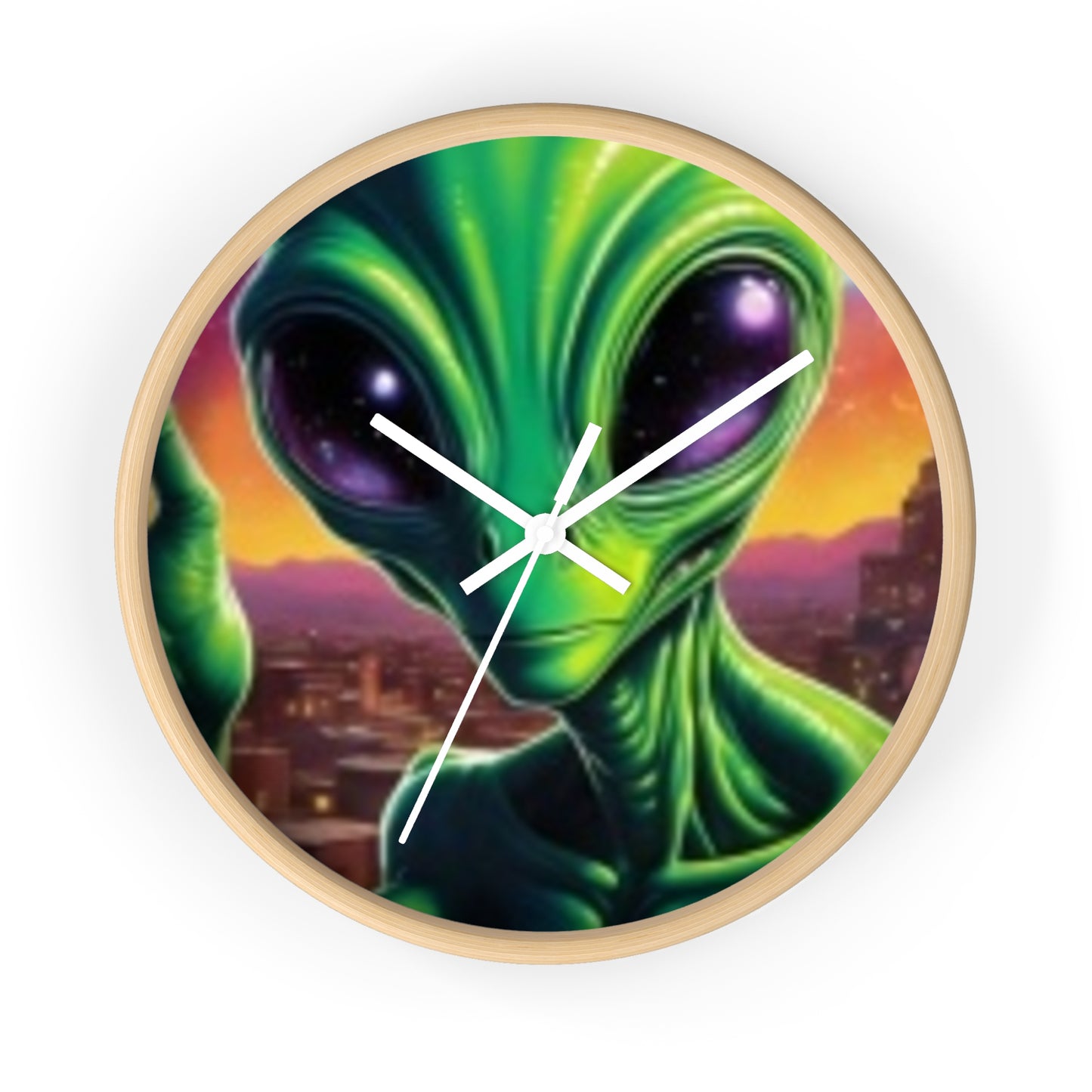Wall Clock Green Alien