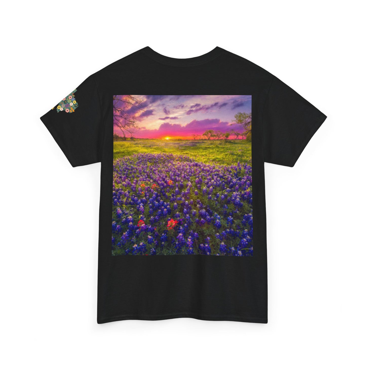 Sunflower Bluebonnets Texas, Customizable T-Shirt for Gardening Lovers, Casual Wear, Gift for Nature Enthusiasts, Spring Fashion