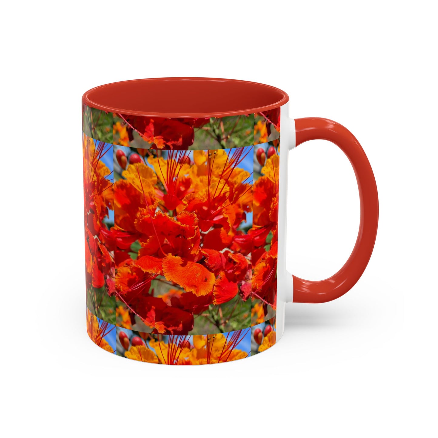 Orange Flowers Accent Coffee Mug 11 oz Great for Coffee Tea Milk Water Juice Ice Cream Soup