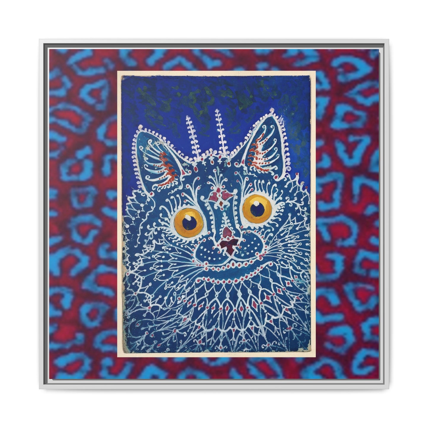 Colorful Cat Framed Matte Canvas Art - Whimsical Home Decor