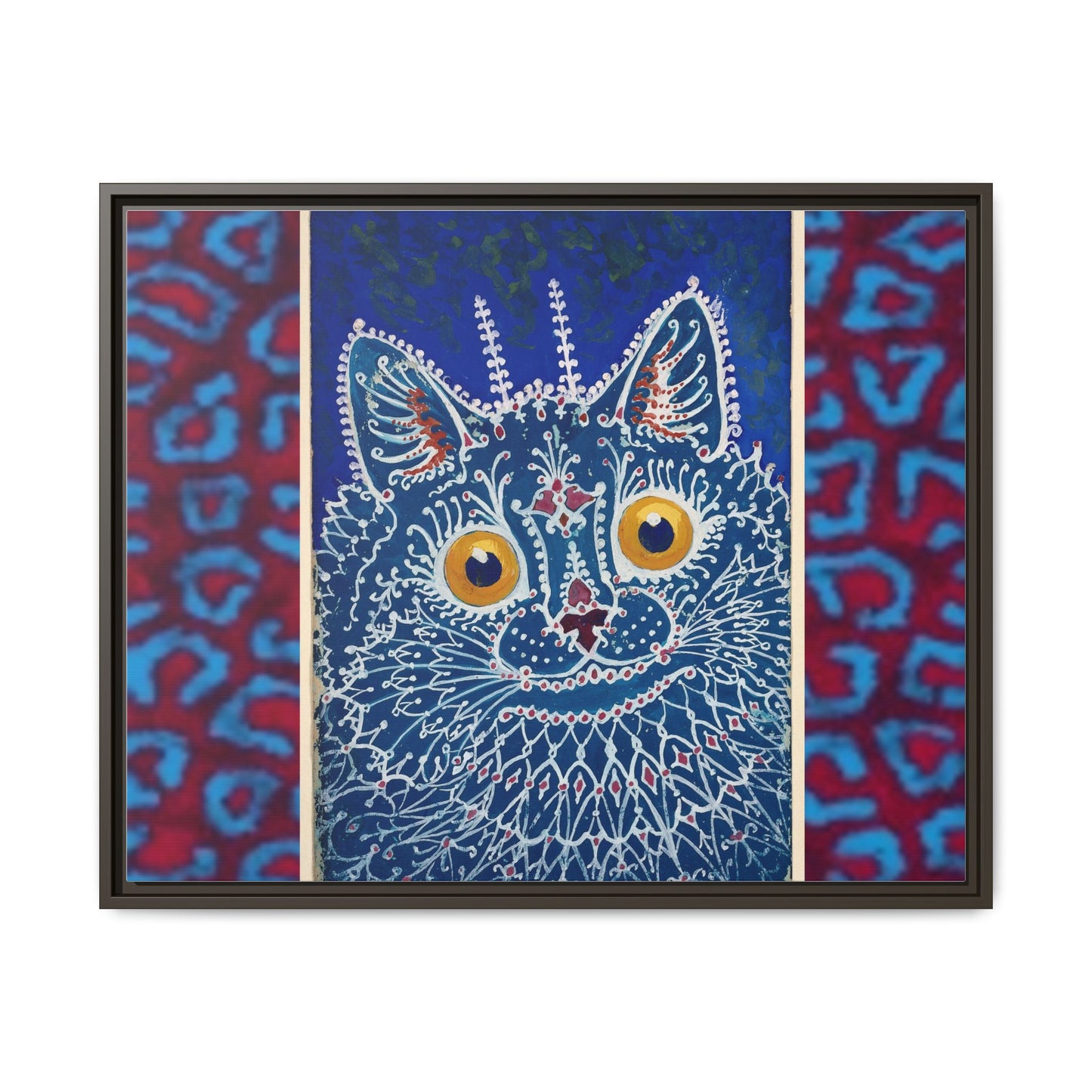 Colorful Cat Framed Matte Canvas Art - Whimsical Home Decor