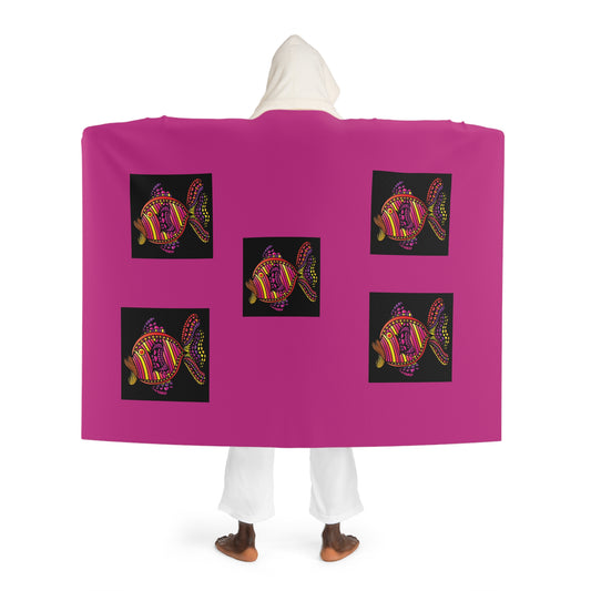 Manta polar sherpa con capucha y diseño de peces de colores