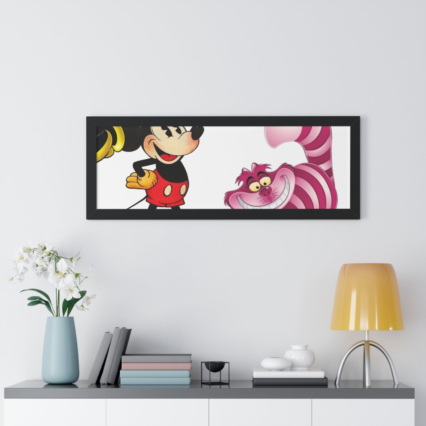 Framed Horizontal Poster Mickey Mouse & Cheshire Cat
