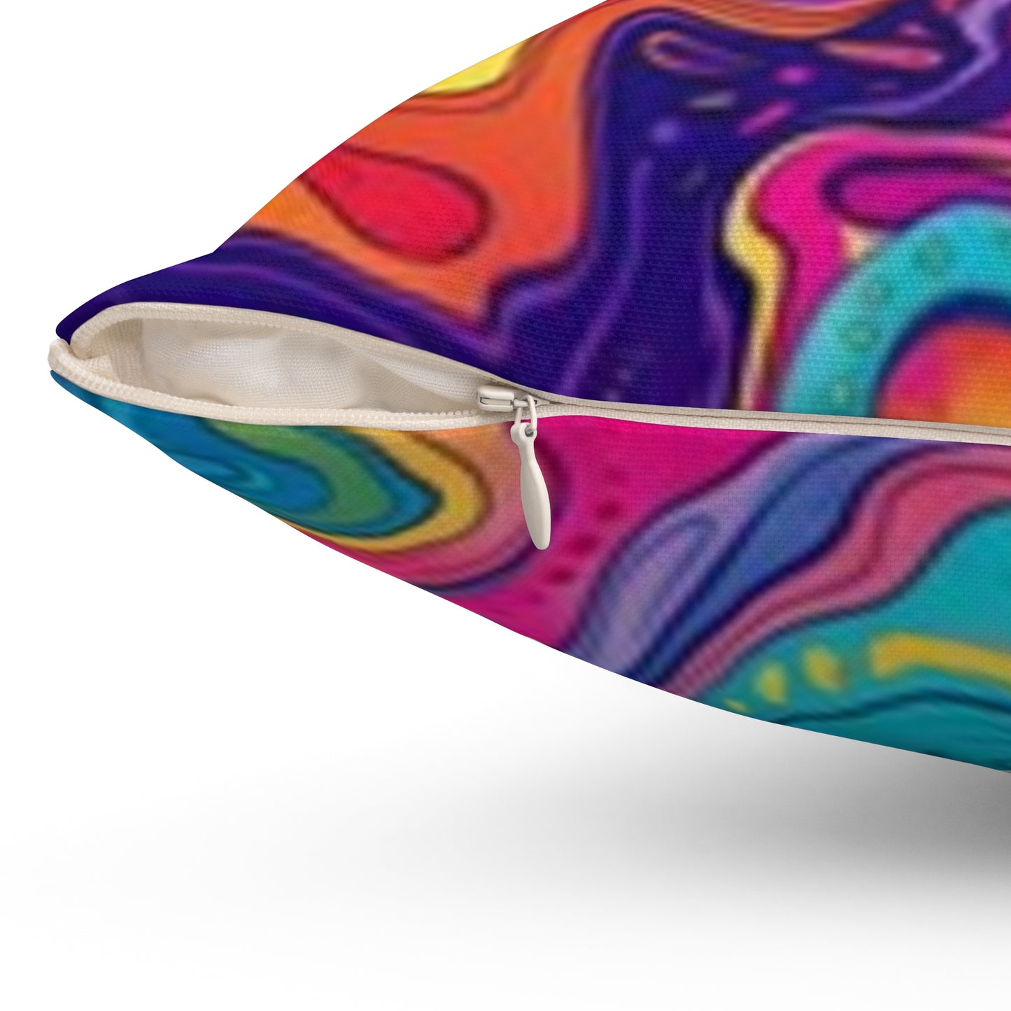 Vibrant Abstract Art Pillow - Colorful Spun Polyester Decorative Cushion