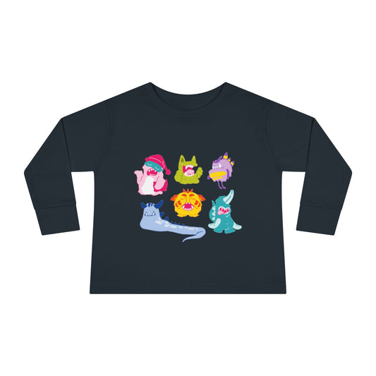 Toddler Long Sleeve T-shirt Six Colorful Aliens
