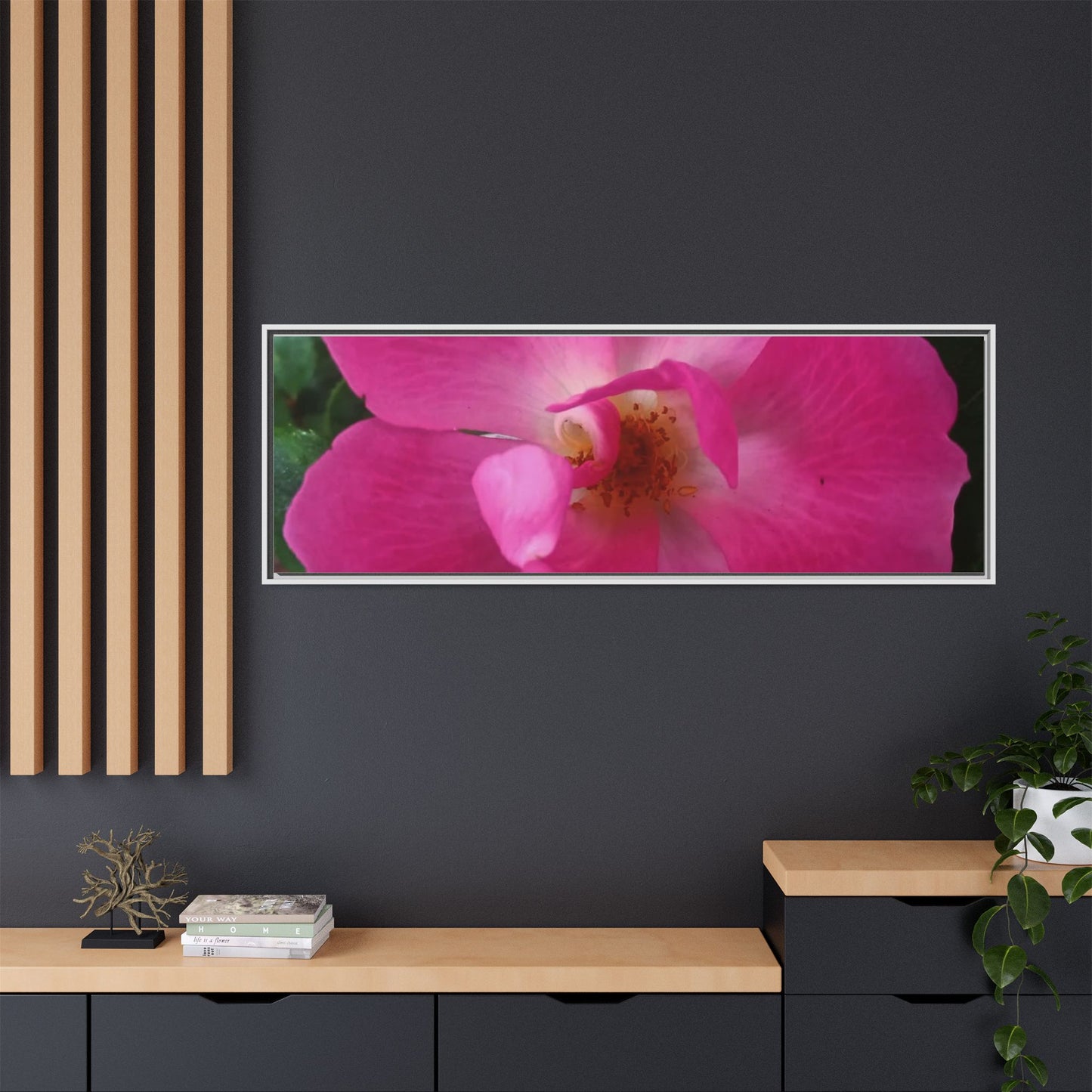 Framed Floral Canvas Art Print | Vibrant Pink Flower Decor, Wall Art for Home, Gift for Her, Mother's Day, Birthday