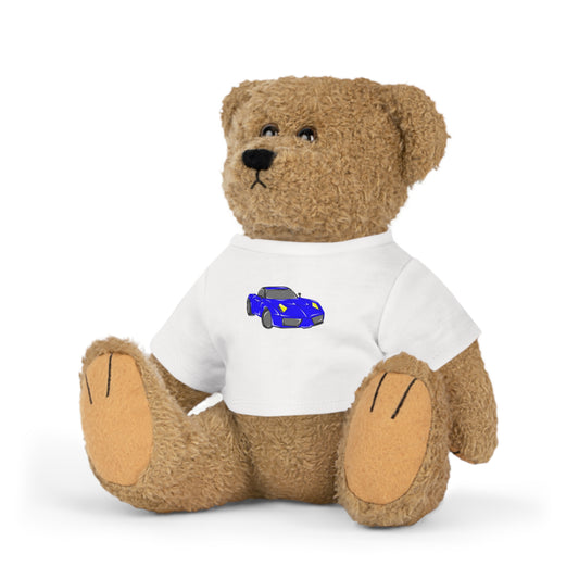 Plush Teddy Bear with T-Shirt Blue Race Car