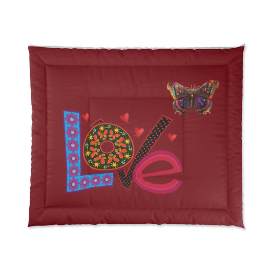 Vibrant Love  Comforter | Boho Bedding, Cozy Bedroom Decor, Colorful Gift for Couples, Home Warmth, Romantic Room Makeover