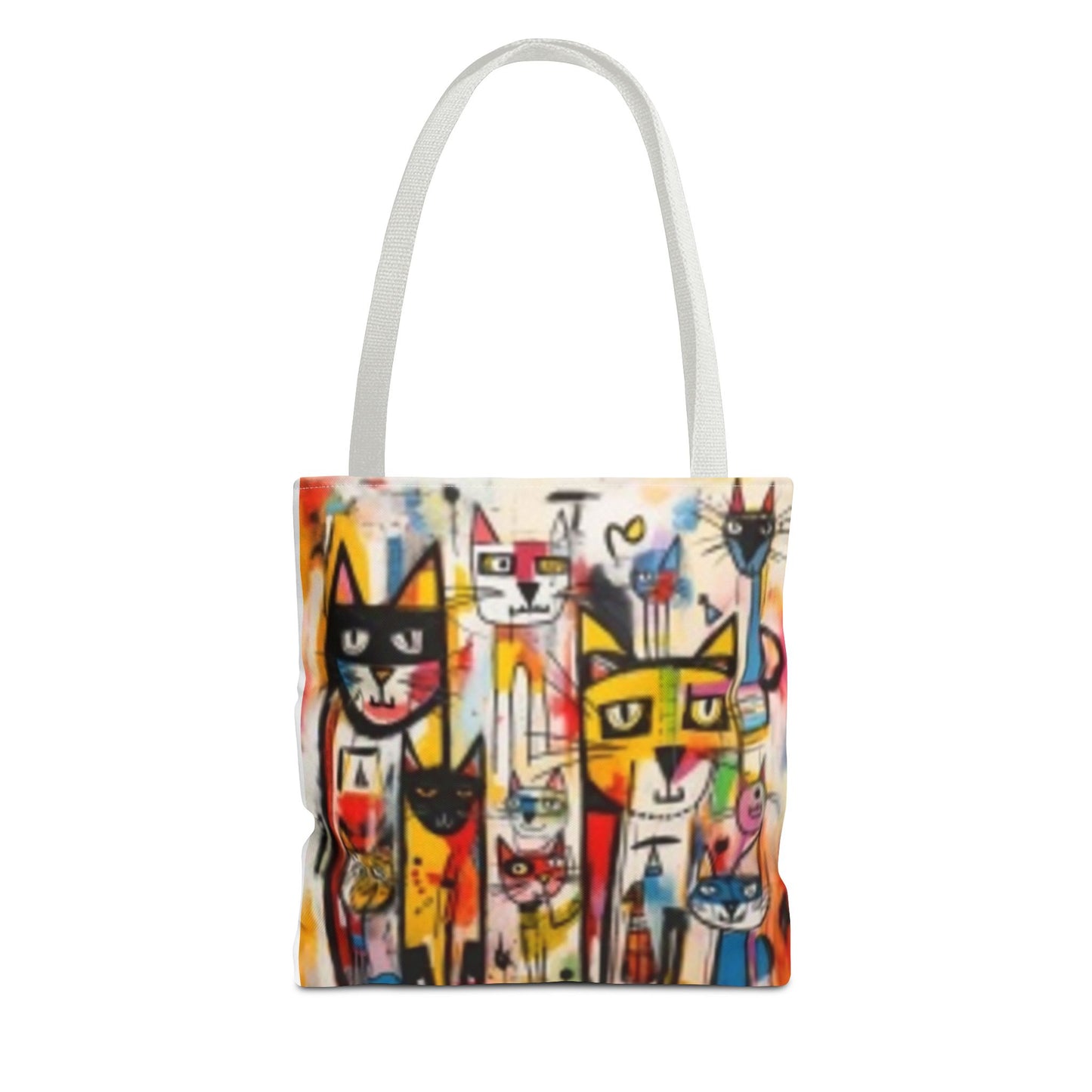 Colorful Cat Art Tote Bag, Cat Lover Gift, Unique Shopping Tote Bag, Whimsical Carryall for Pet Owners