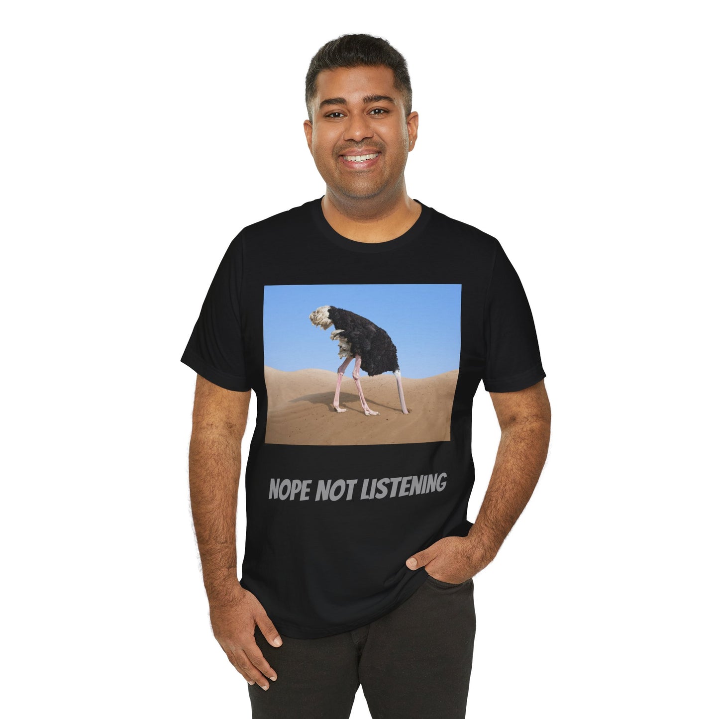 Camiseta avestruz no, no escucho