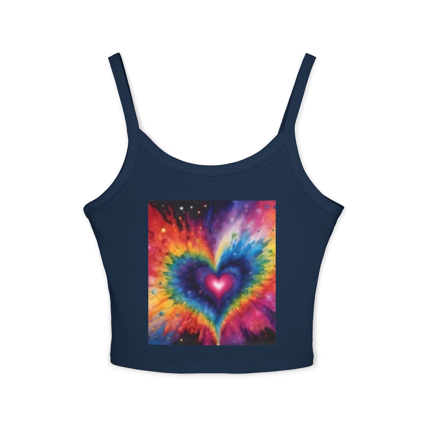 Débardeur à bretelles spaghetti pour femme avec cœur multicolore