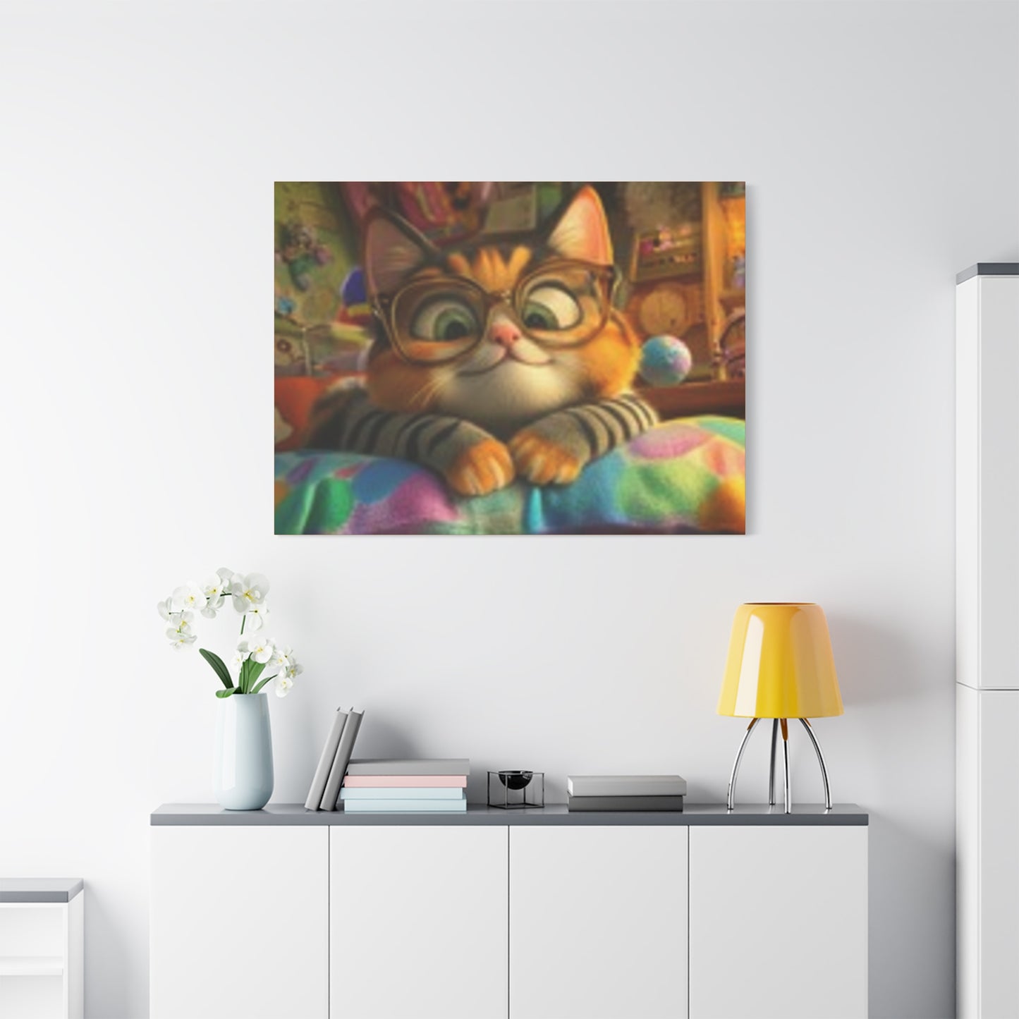 Charming Cat Canvas Wall Art, Cat Lover Decor, Cute Cat Artwork, Gift for Pet Owners, Whimsical Home Decor, Cat-Themed Room