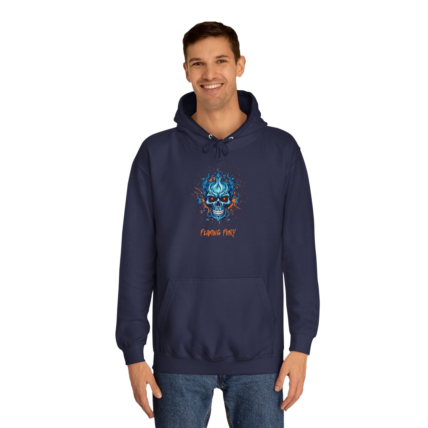 Unisex College Hoodie with Artistic Skull Design, Cozy Pullover, Perfect for Students, Casual Wear, Halloween Apparel, Gift for Him/Her