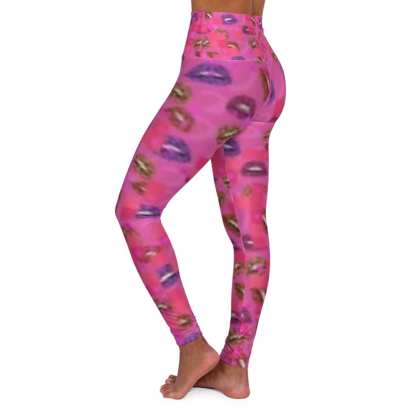Leggings de yoga de cintura alta con estampado de besos: ropa deportiva cómoda y elegante