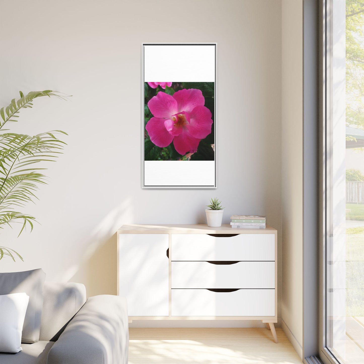 Framed Floral Canvas Art Print | Vibrant Pink Flower Decor, Wall Art for Home, Gift for Her, Mother's Day, Birthday