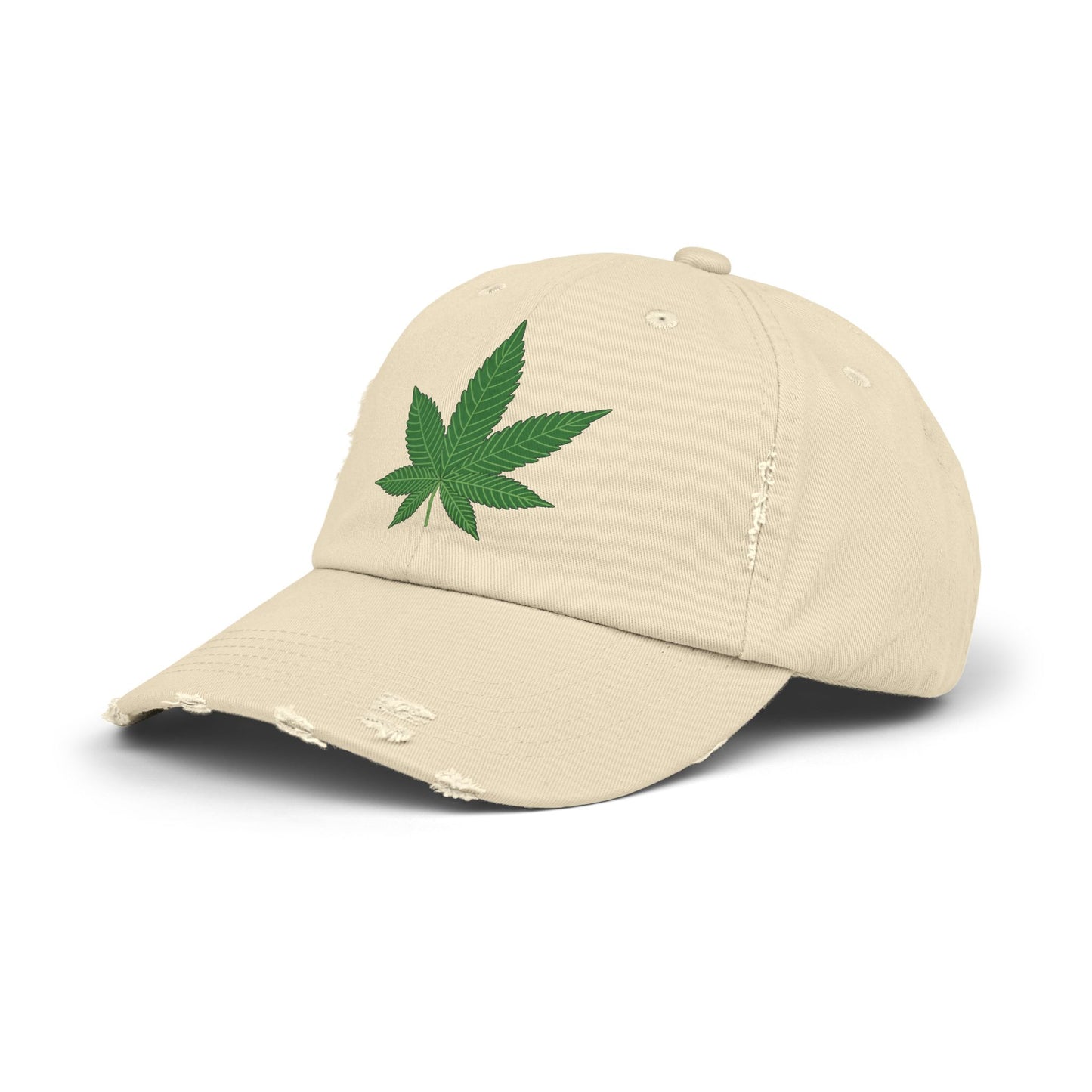 Gorra unisex desgastada con diseño de hojas: ropa informal para amantes de la naturaleza 