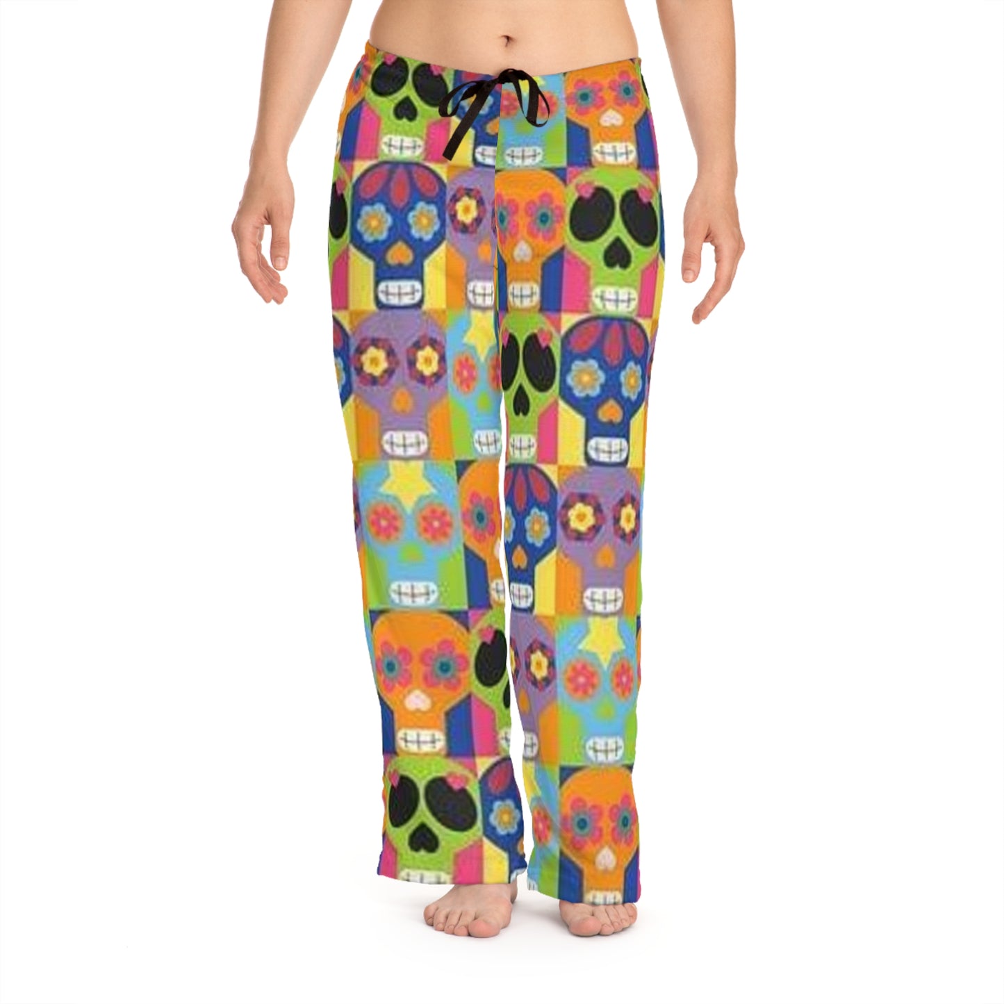 Vibrant Floral Skull Women's Pajama Pants - Comfortable Sleepwear for Relaxation and Celebrations