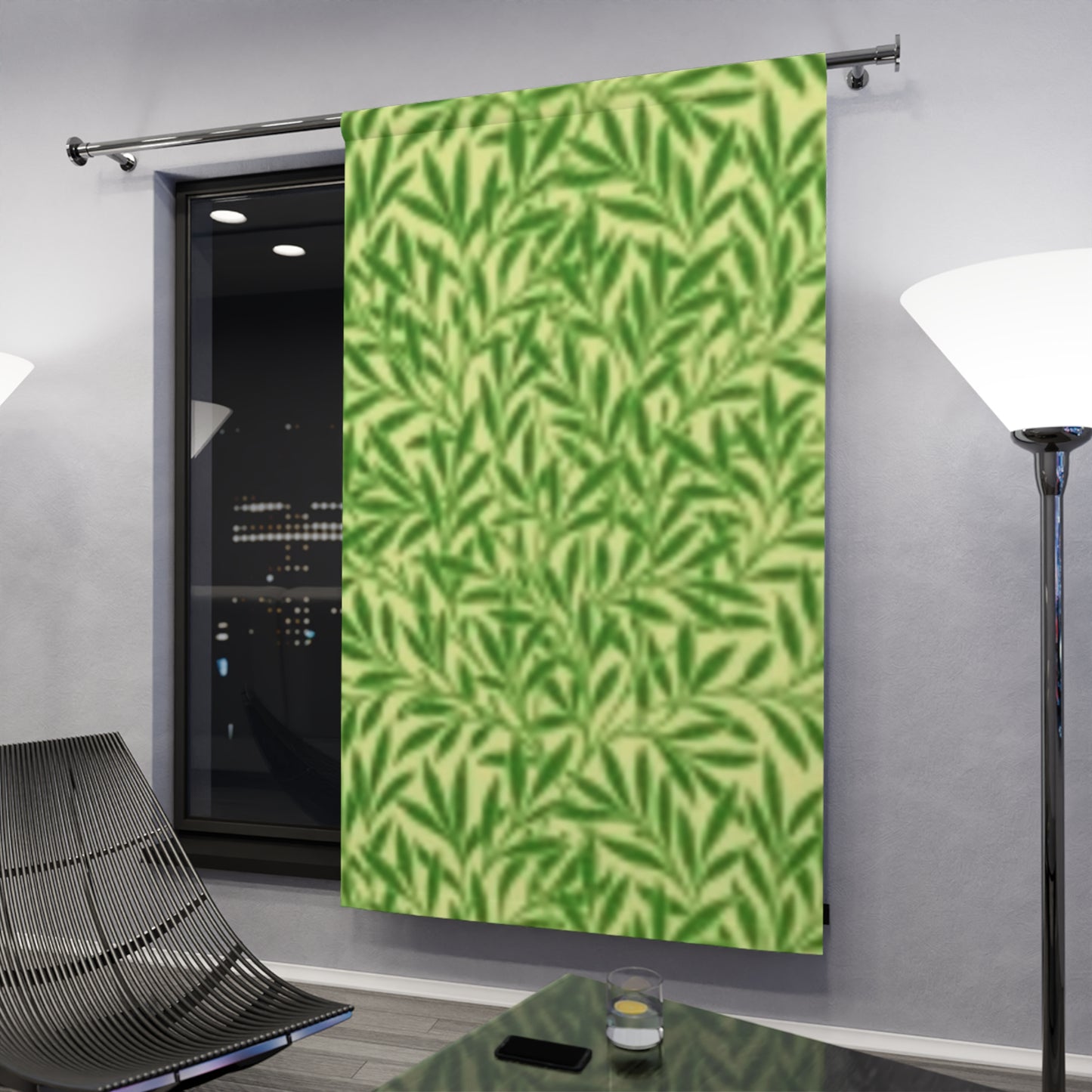 Botanical Green Leaf Window Curtain - Stylish Nature-Inspired Home Decor