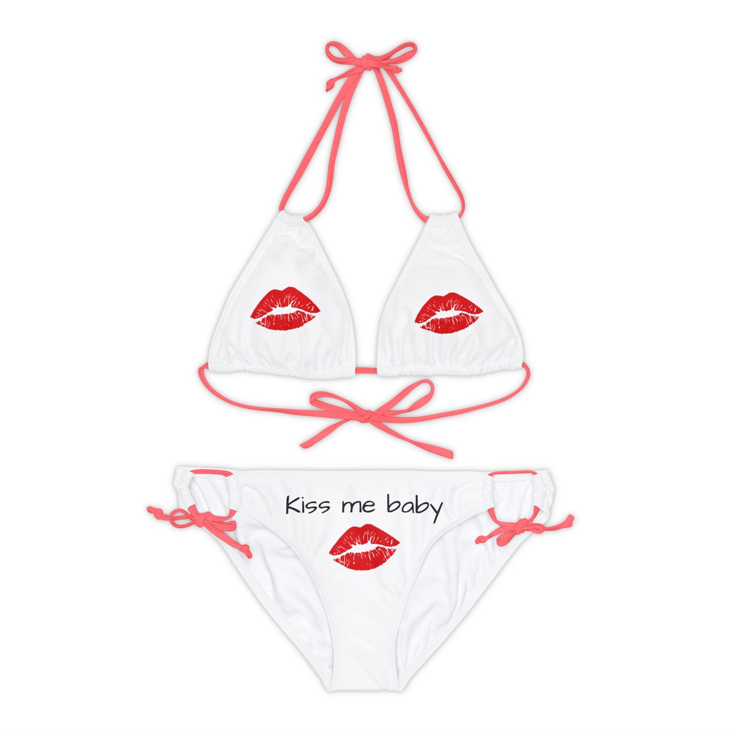 Conjunto de bikini de tiras Labios rojos Bésame nena