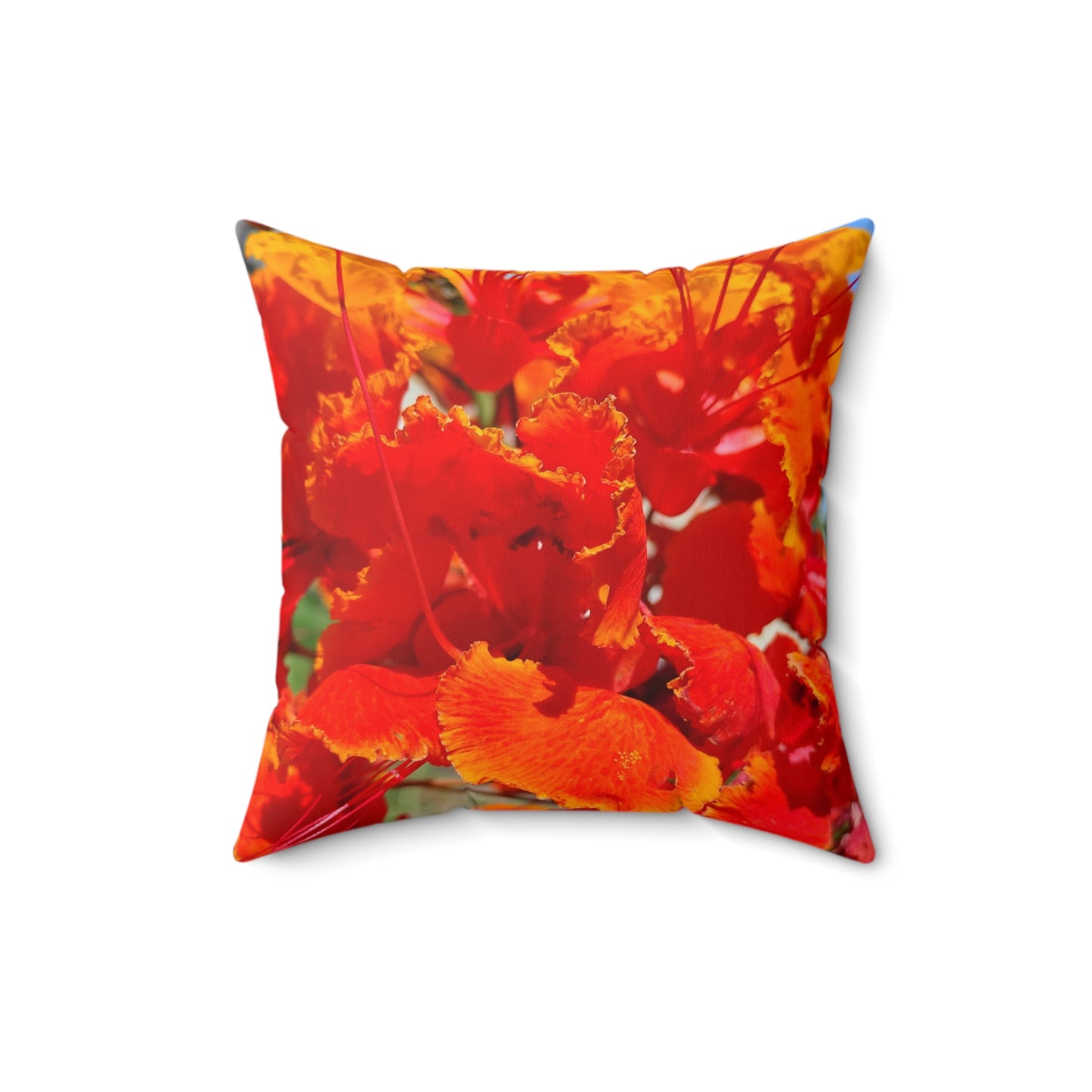 Vibrant Orange Flowers Square Pillow