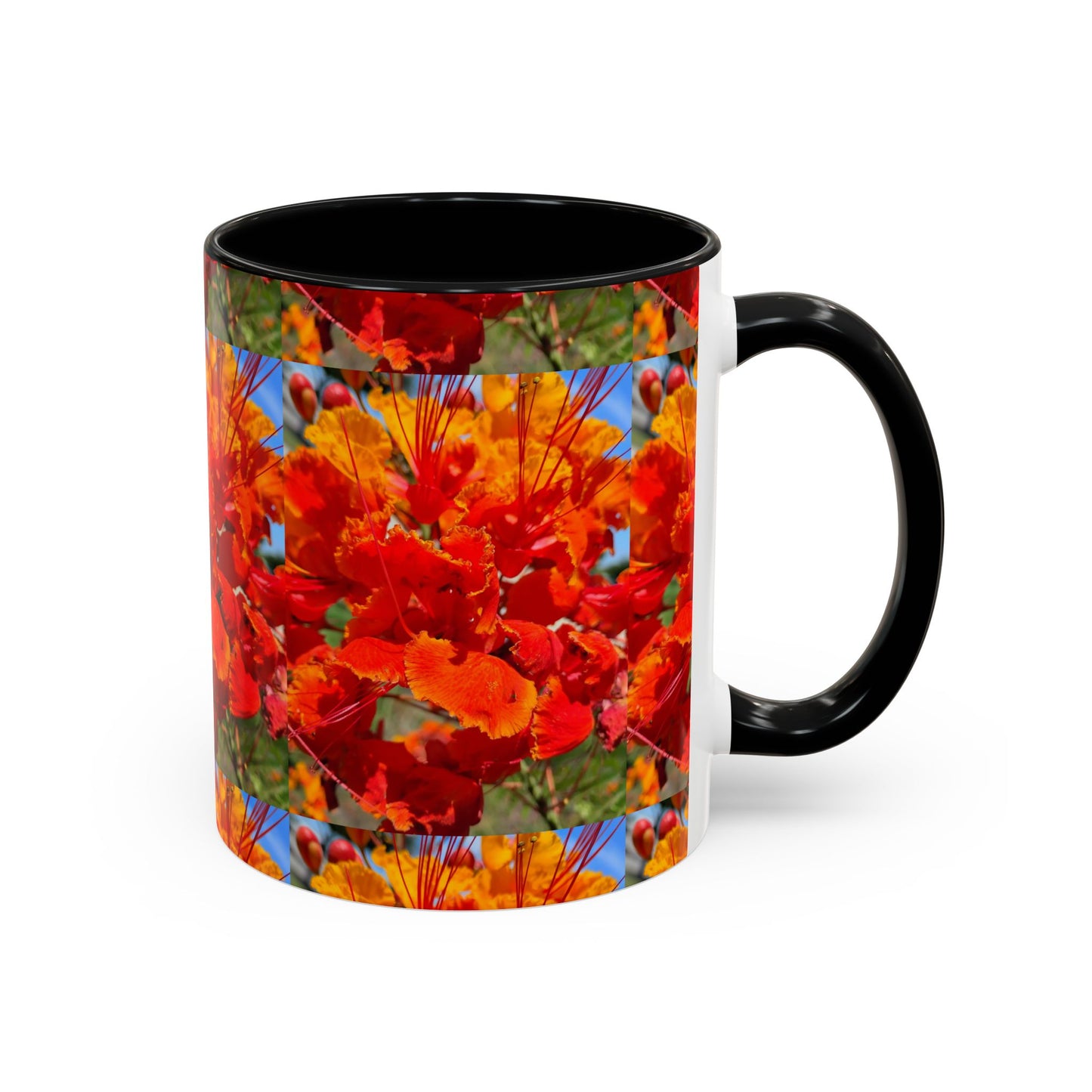 Orange Flowers Accent Coffee Mug 11 oz Great for Coffee Tea Milk Water Juice Ice Cream Soup