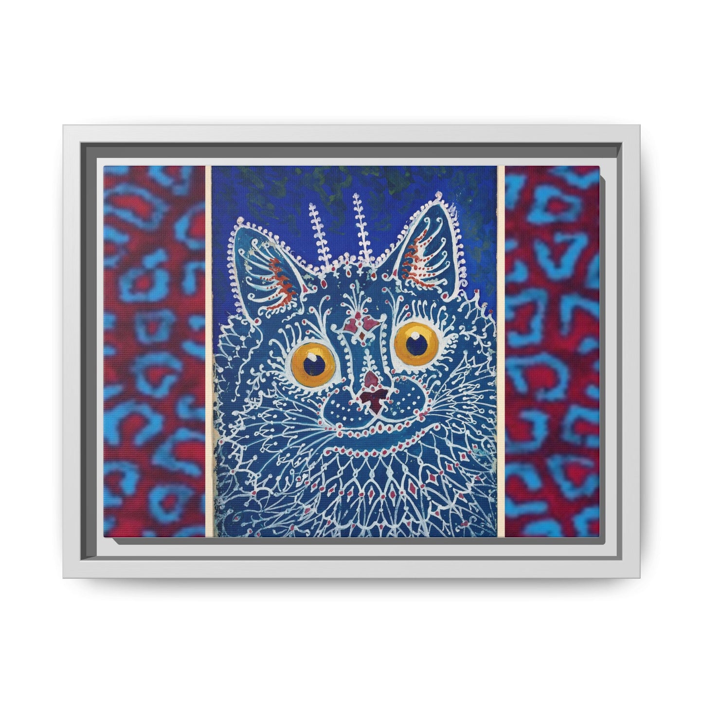 Colorful Cat Framed Matte Canvas Art - Whimsical Home Decor