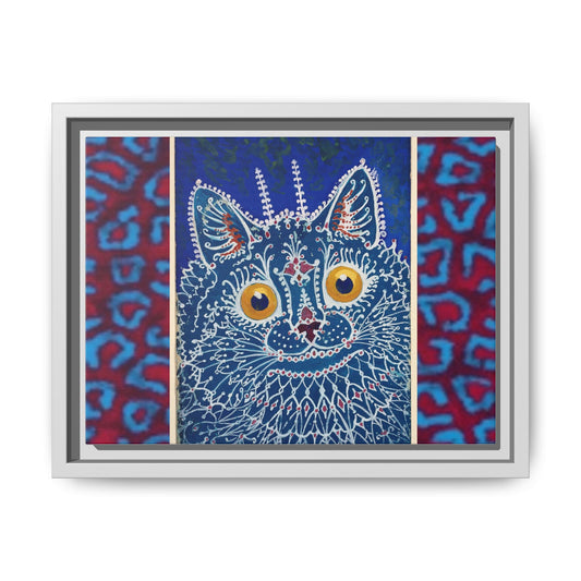 Colorful Cat Framed Matte Canvas Art - Whimsical Home Decor