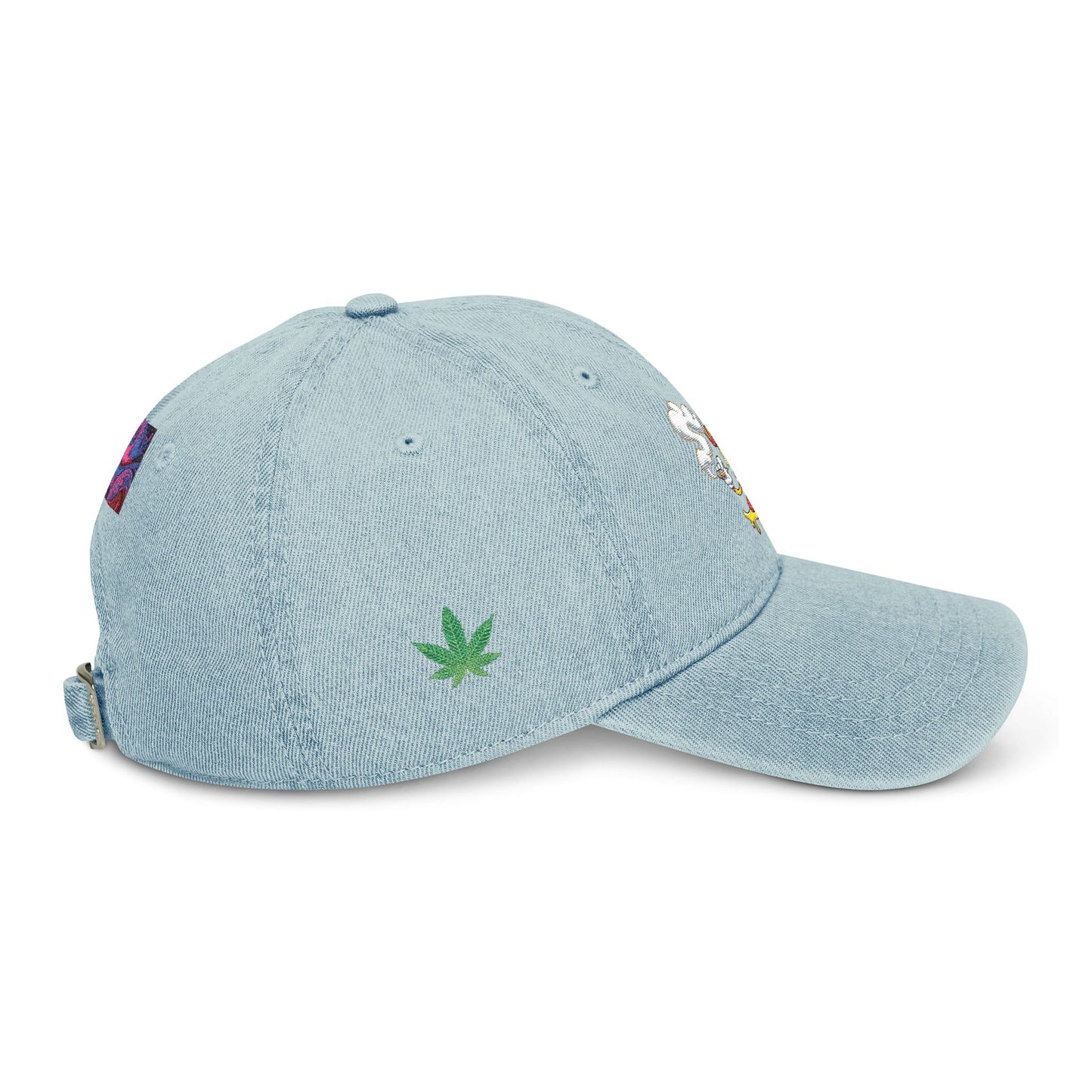 Denim Hat Cartoon Pizza Marijuana Money Sign Colorful Design