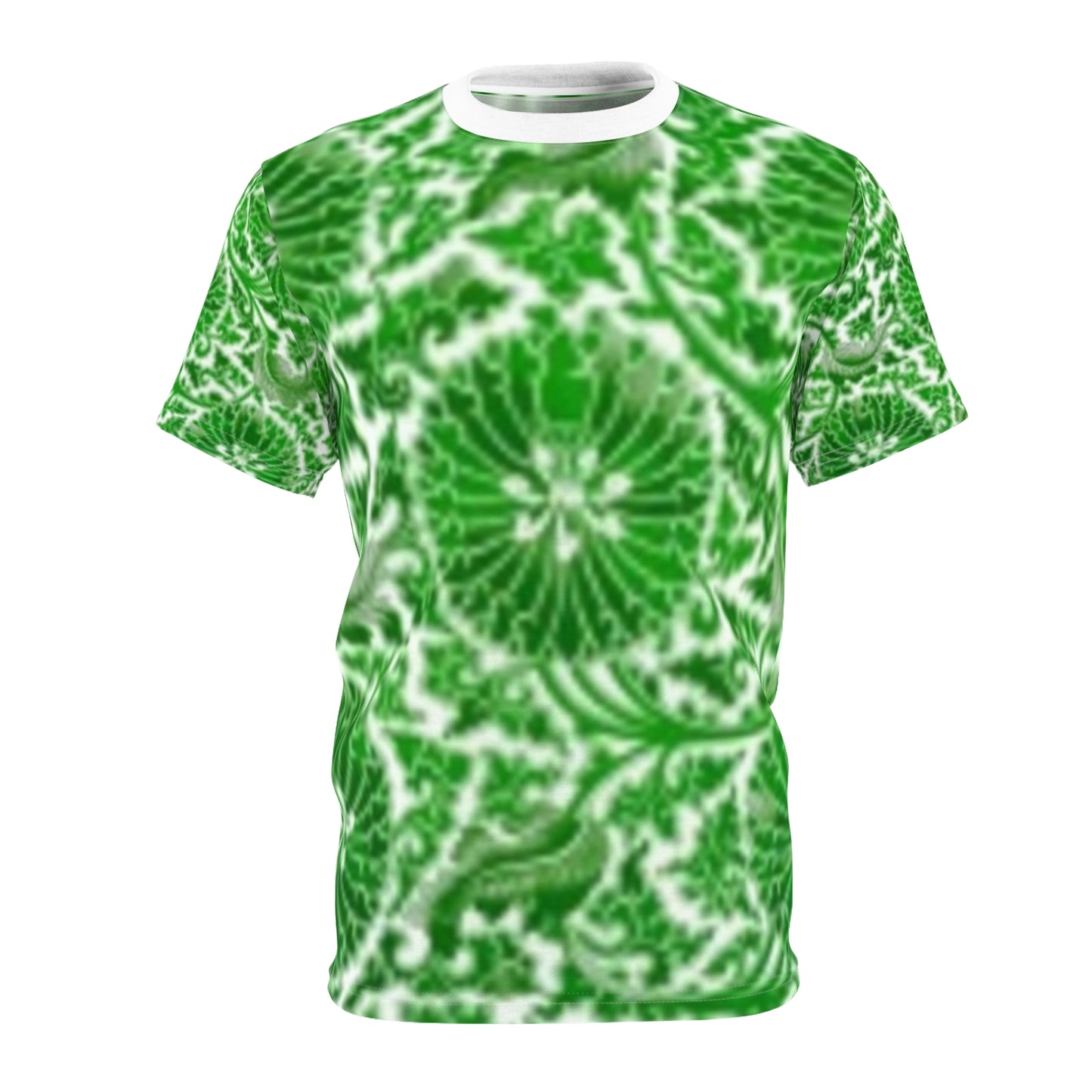 T-shirt unisexe à motif floral vert vibrant, coupé et cousu – T-shirt à motifs uniques pour les amoureux de la nature 