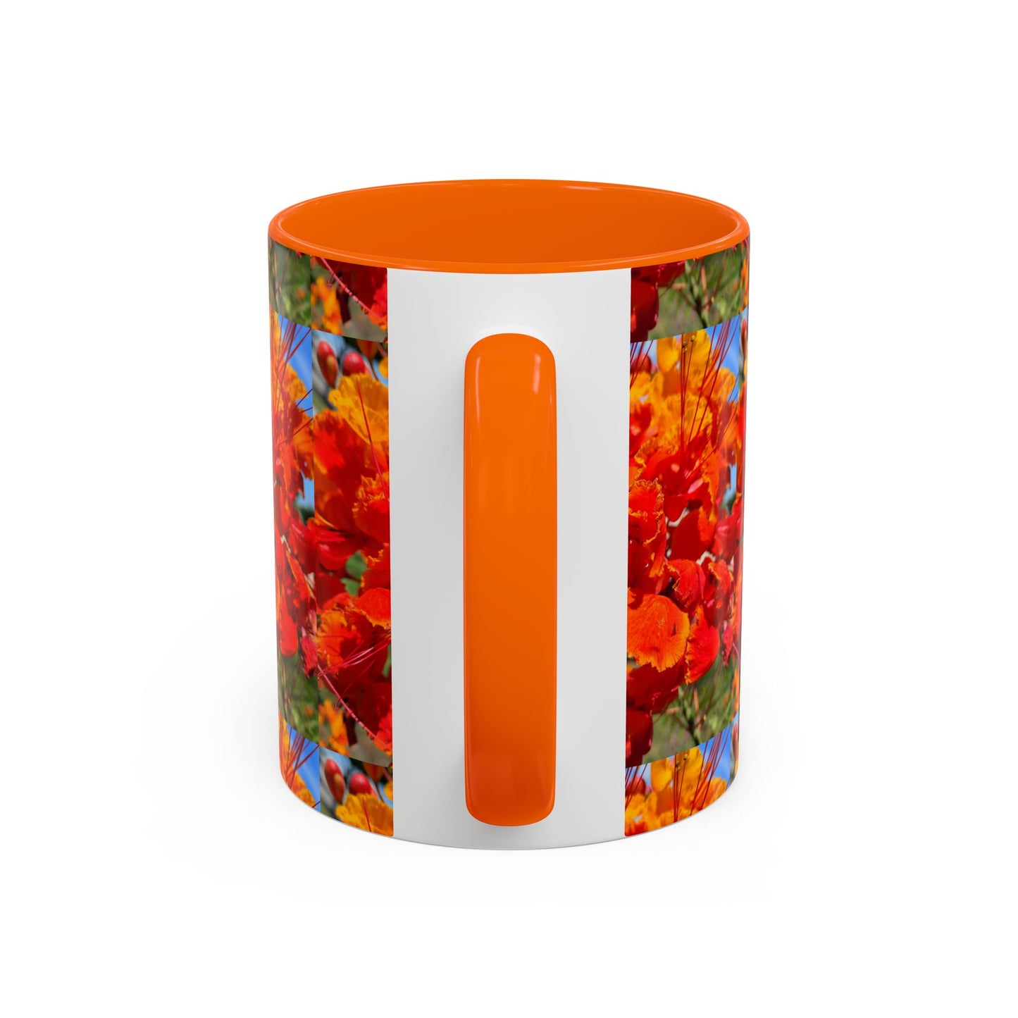 Orange Flowers Accent Coffee Mug 11 oz Great for Coffee Tea Milk Water Juice Ice Cream Soup