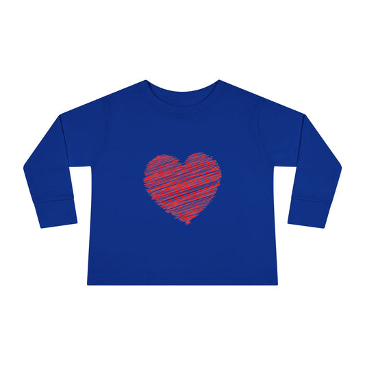Heart & Pup Toddler Long Sleeve T-shirt | Cute Kids Shirt, Dog Lover Gift, Valentine's Day, Heart Shirt, Playful Toddler Apparel