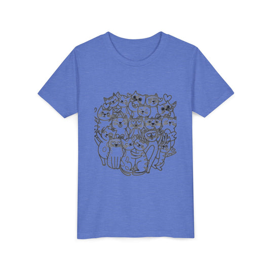 T-shirt à manches courtes pour jeunes avec illustration de chat mignon – Cadeau idéal pour les amoureux des animaux 