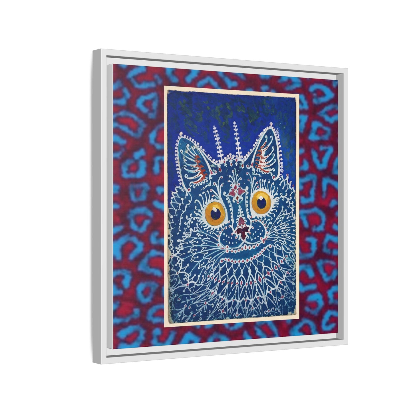 Colorful Cat Framed Matte Canvas Art - Whimsical Home Decor