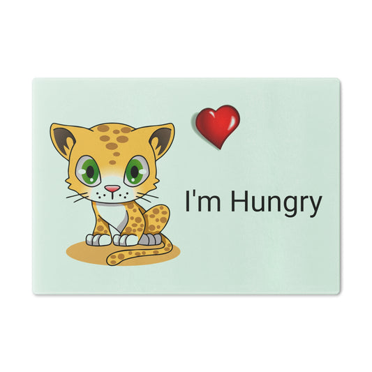 Cutting Board Tampered Glass Cartoon Tiger Heart