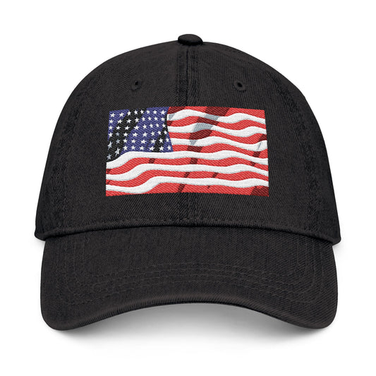 Patriotic Denim Hat USA Flag USA President Trump Fist Love