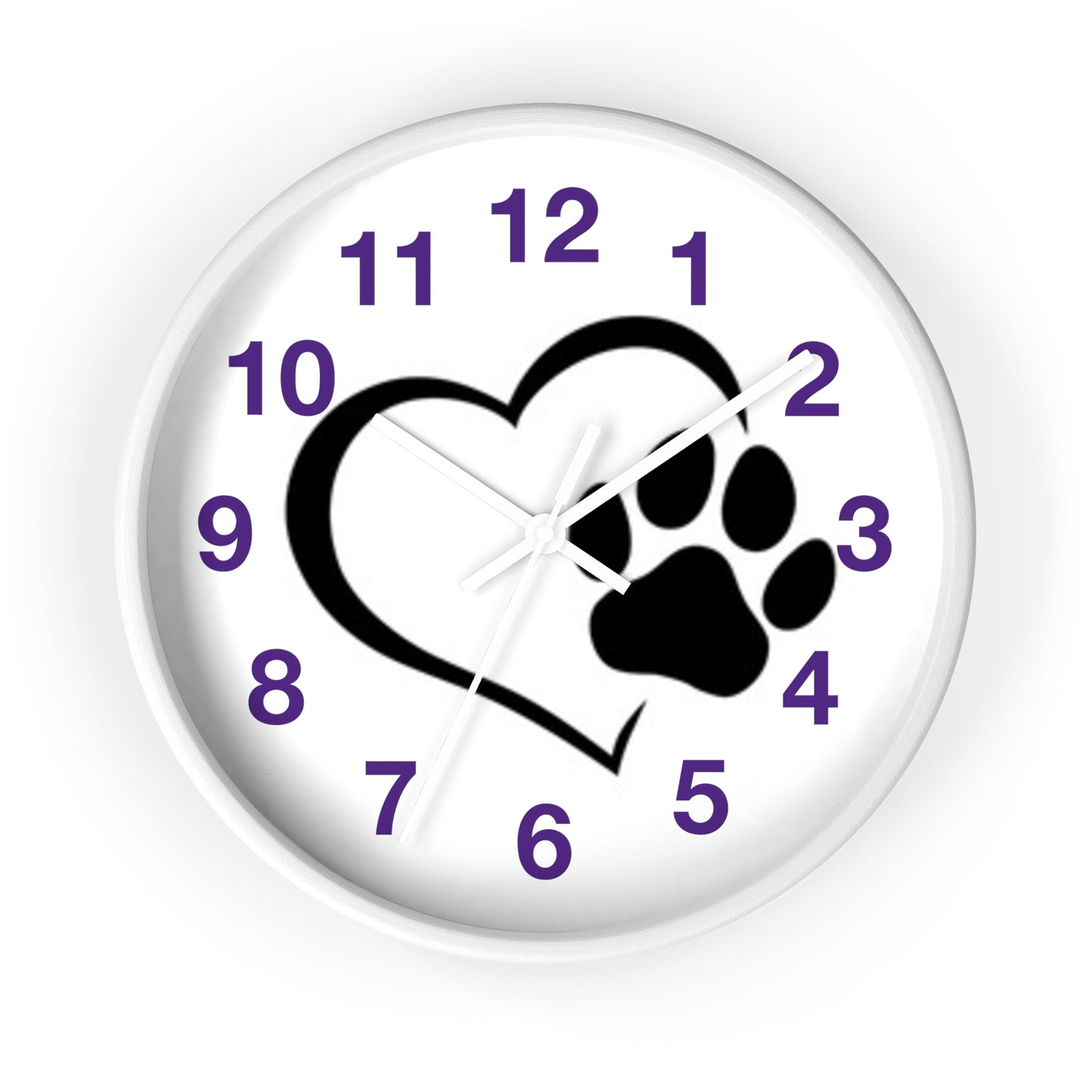 Paw Print Heart Wall Clock | Pet Lover Decor, Animal Theme Gift, Dog Cat Wall Art, Cute Home Accent, Cozy Pet Decor