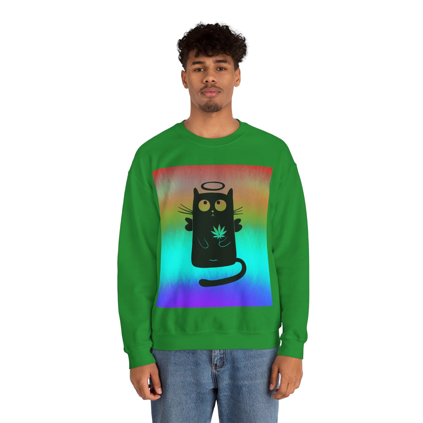 Black Cat Angel Unisex Heavy Blend Crewneck Sweatshirt
