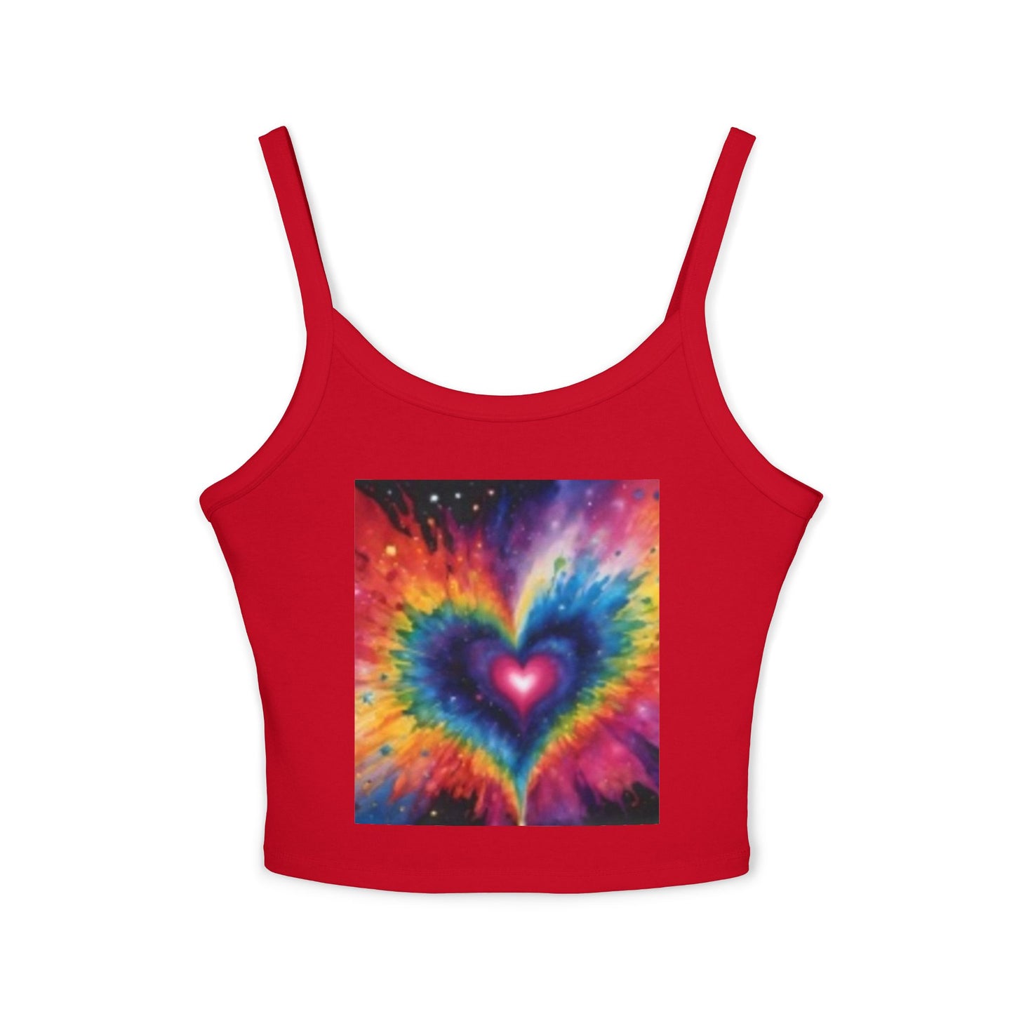 Débardeur à bretelles spaghetti pour femme avec cœur multicolore