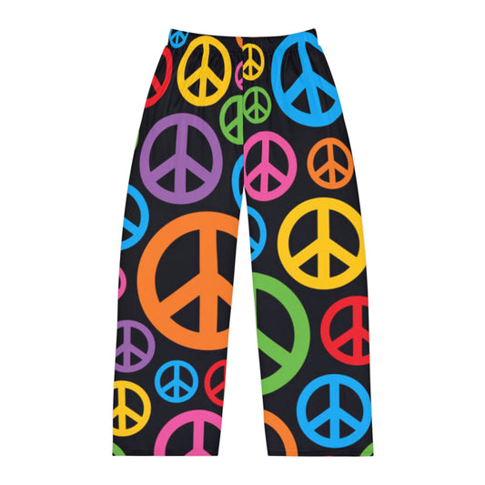 Colorful Peace Sign Men's Pajama Pants - Cozy Sleepwear for Relaxation