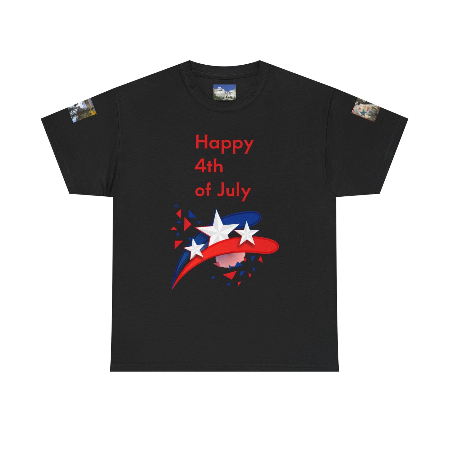 Happy 4th of July Unisex Heavy Cotton Tee | Patriotic Shirt, Independence Day Gift, Red White Blue Tee, Summer Celebration, Casual Wear