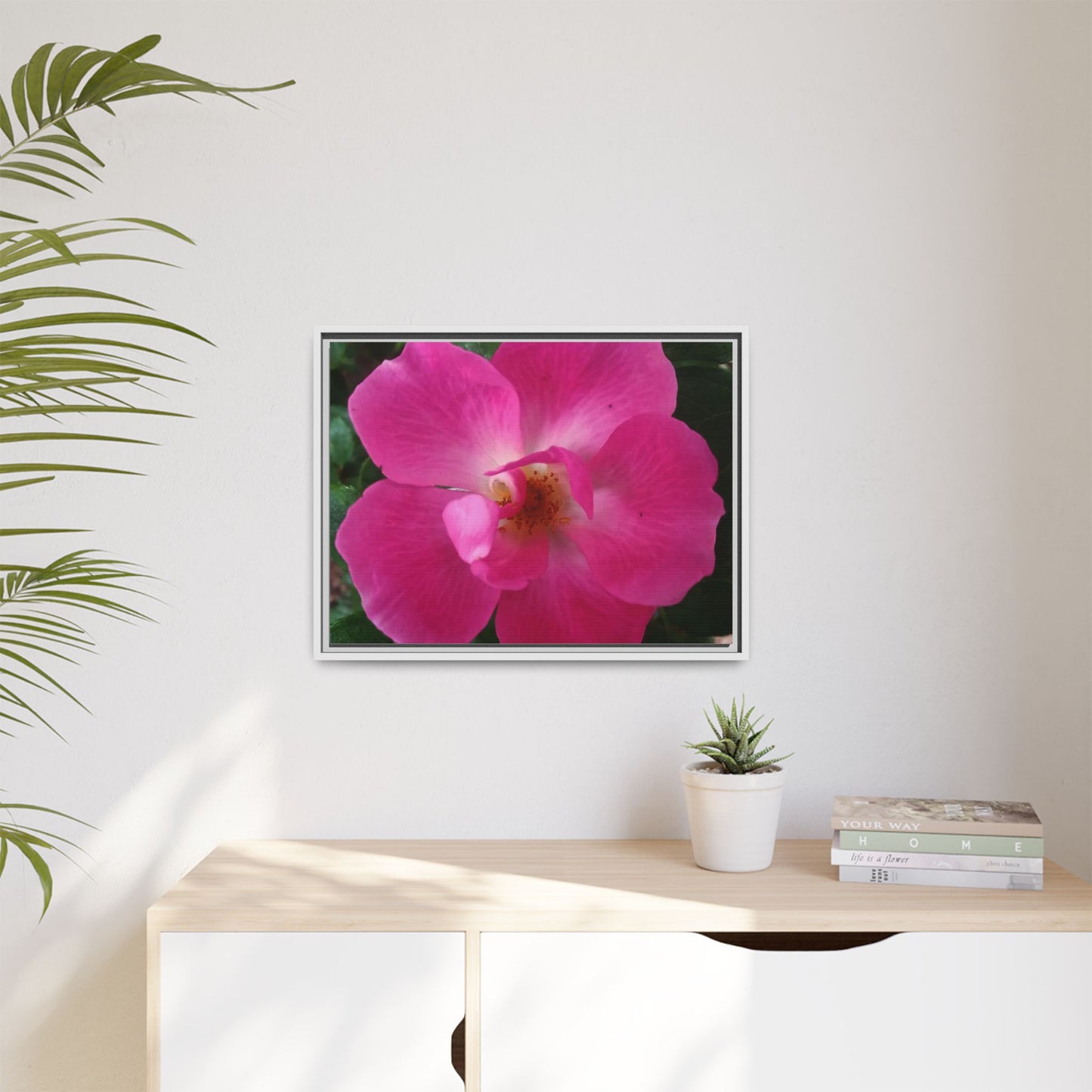 Framed Floral Canvas Art Print | Vibrant Pink Flower Decor, Wall Art for Home, Gift for Her, Mother's Day, Birthday