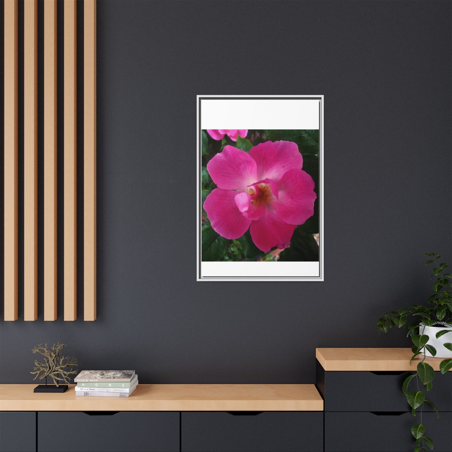 Framed Floral Canvas Art Print | Vibrant Pink Flower Decor, Wall Art for Home, Gift for Her, Mother's Day, Birthday