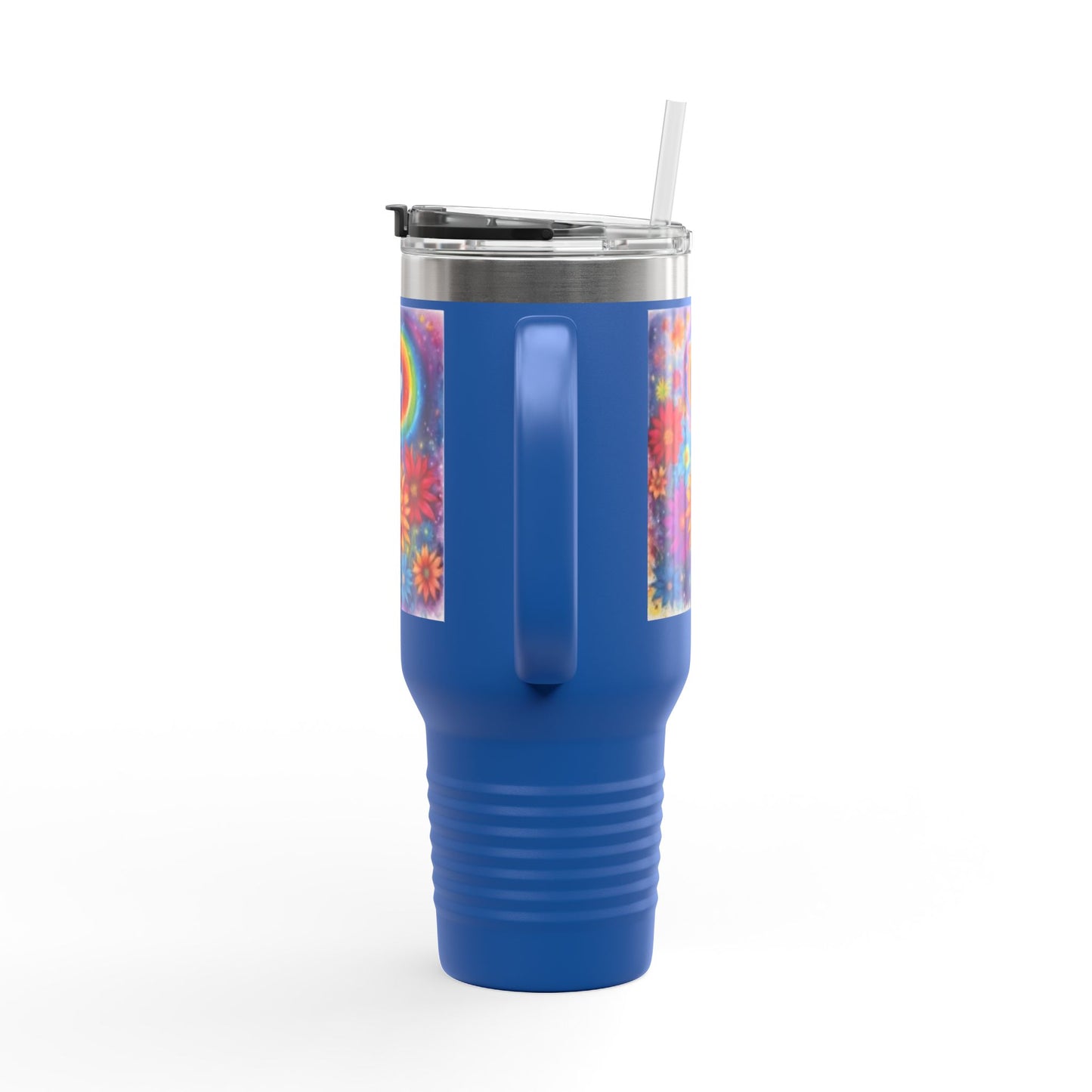 Colorful Floral Insulated Travel Mug - 40oz Rainbow Design