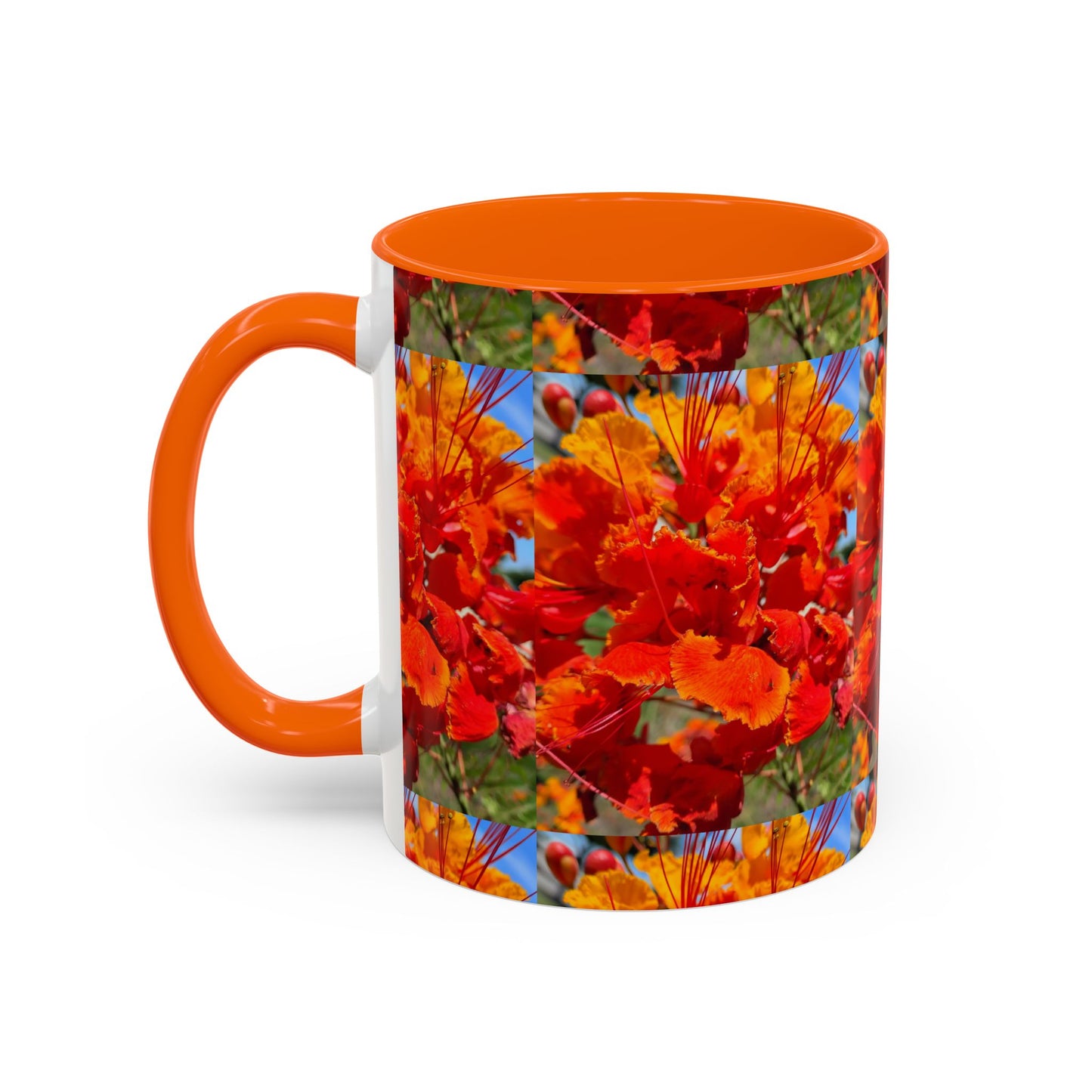 Orange Flowers Accent Coffee Mug 11 oz Great for Coffee Tea Milk Water Juice Ice Cream Soup