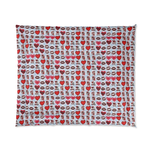 Comforter 104"x88" Hearts Lips Love Cozy Snuggle Warm